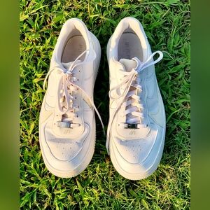 Nike Air Force 1 Women's Platform Triple White Leather Sneakers Size 11